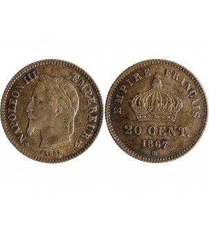 20 CENTIMES NAPOLEON III 1867 BB STRASBOURG 2