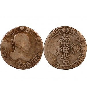 HENRI III - 1/2 FRANC ARGENT 1587 A PARIS 2