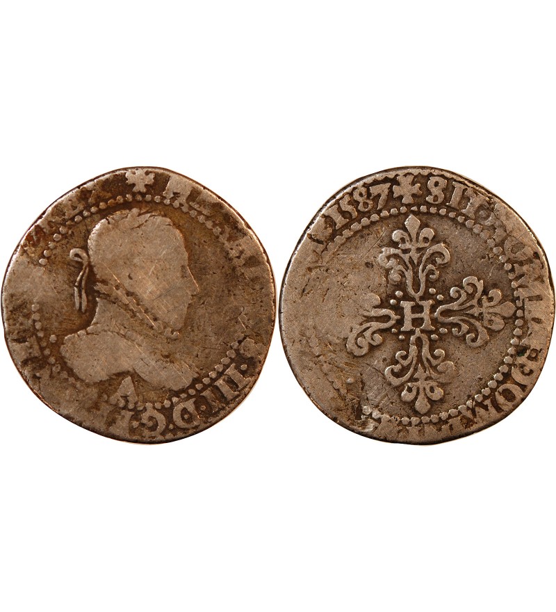 HENRI III - 1/2 FRANC ARGENT 1587 A PARIS