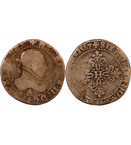 HENRI III - 1/2 FRANC ARGENT 1587 A PARIS