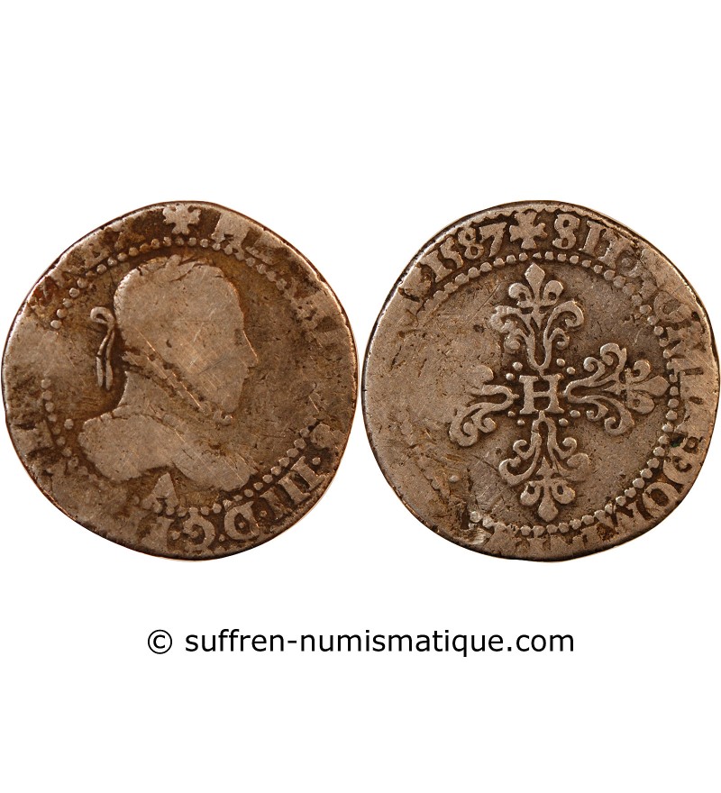 HENRI III - 1/2 FRANC ARGENT 1587 A PARIS
