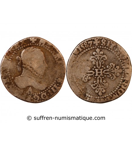 HENRI III - 1/2 FRANC ARGENT 1587 A PARIS