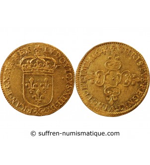 LOUIS XIII - ECU D'OR AU SOLEIL 1642 X AMIENS R4 "Frappe au moulin"