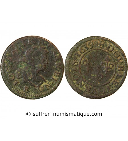 LOUIS XIII - DOUBLE TOURNOIS 1639 E TOURS