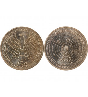 ALLEMAGNE - 5 MARK ARGENT 1973 J HAMBOURG - NICOLAS COPERNIC 2
