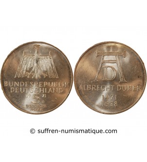 ALLEMAGNE - 5 MARK ARGENT 1971 D MUNICH - ALBRECHT DÜRER