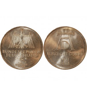 ALLEMAGNE - 5 MARK ARGENT 1971 D MUNICH - ALBRECHT DÜRER 2