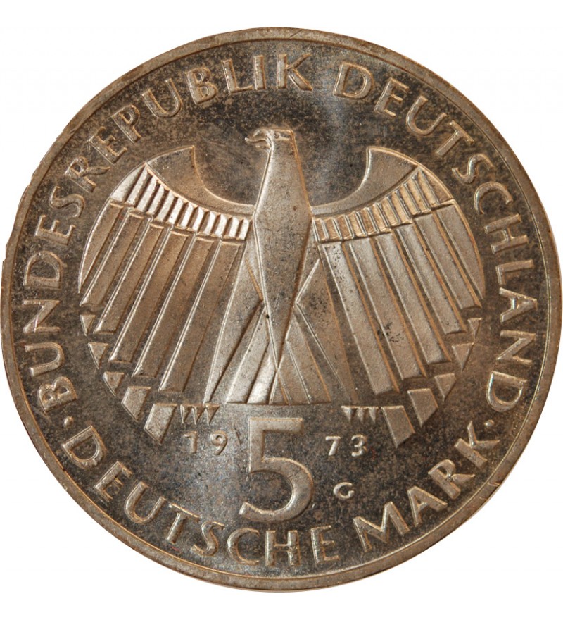 ALLEMAGNE - 5 MARK ARGENT 1973 G KARLSRUHE - PARLEMENT DE FRANCFORT
