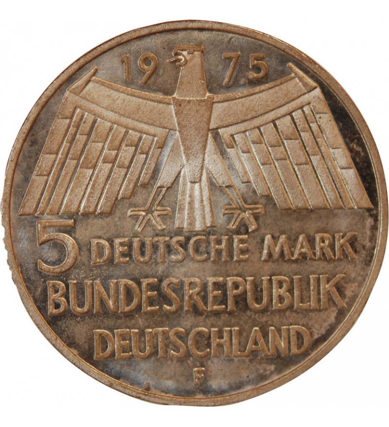 ALLEMAGNE - 5 MARK ARGENT 1975 F STUTTGART - ANNEE EUROPEENNE DU PATRIMOINE