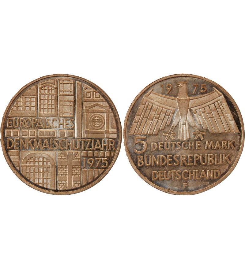 ALLEMAGNE - 5 MARK ARGENT 1975 F STUTTGART - ANNEE EUROPEENNE DU PATRIMOINE