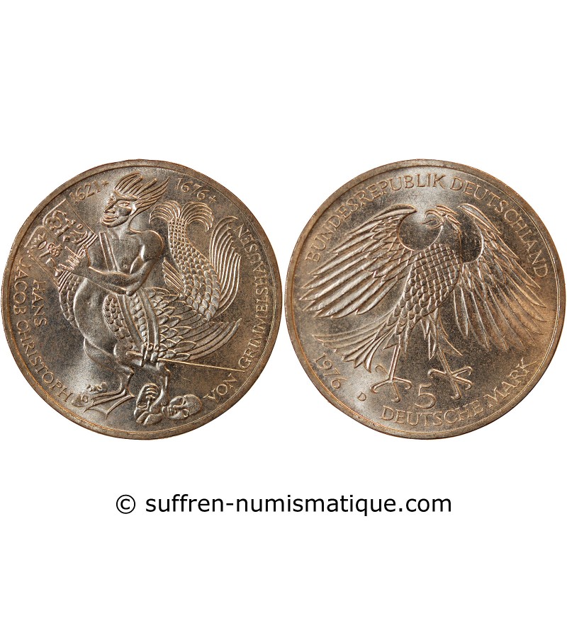 ALLEMAGNE - 5 MARK ARGENT 1976 D MUNICH - VON GRIMMELSHAUSEN