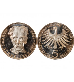 ALLEMAGNE - 5 MARK ARGENT 1975 G KARLSRUHE - ALBERT SCHWEITZER 2