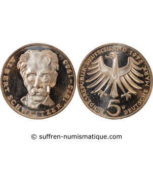 ALLEMAGNE - 5 MARK ARGENT 1975 G KARLSRUHE - ALBERT SCHWEITZER