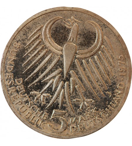 ALLEMAGNE - 5 MARK ARGENT 1975 J HAMBOURG - FRIEDRICH EBERT