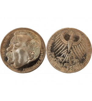 ALLEMAGNE - 5 MARK ARGENT 1975 J HAMBOURG - FRIEDRICH EBERT 2