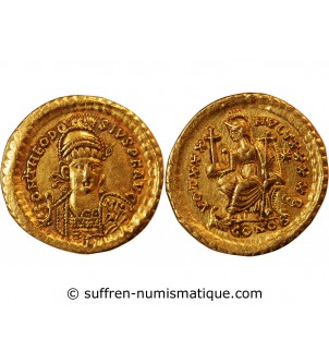 THEODOSE II - SOLIDUS OR CONSTANTINOPLE 402 / 450