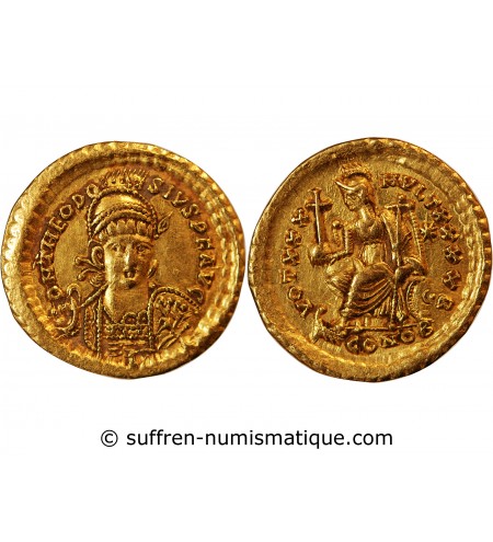 THEODOSE II - SOLIDUS OR CONSTANTINOPLE 402 / 450