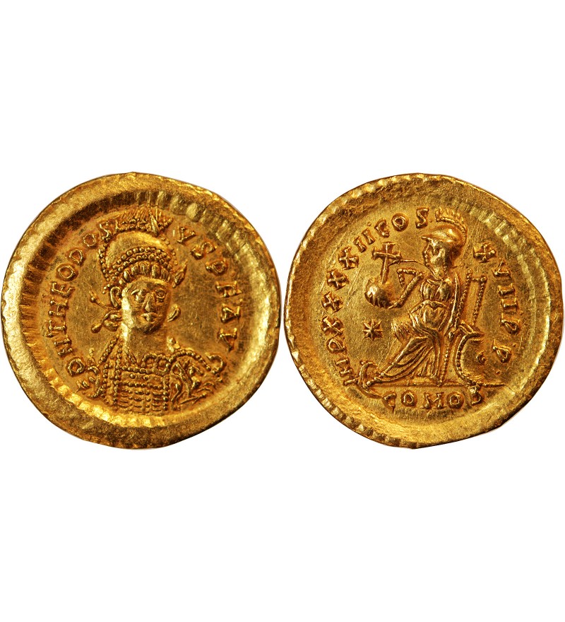 THEODOSE II - SOLIDUS OR CONSTANTINOPLE 402 / 450