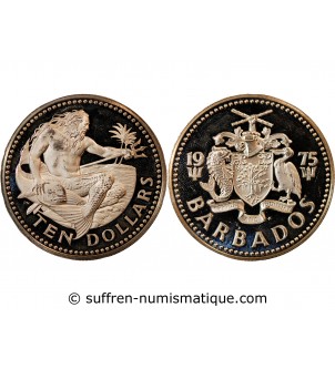 BARBADE - 10 DOLLARS ARGENT 1975