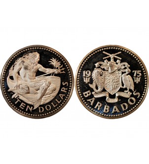 BARBADE - 10 DOLLARS ARGENT 1975 2