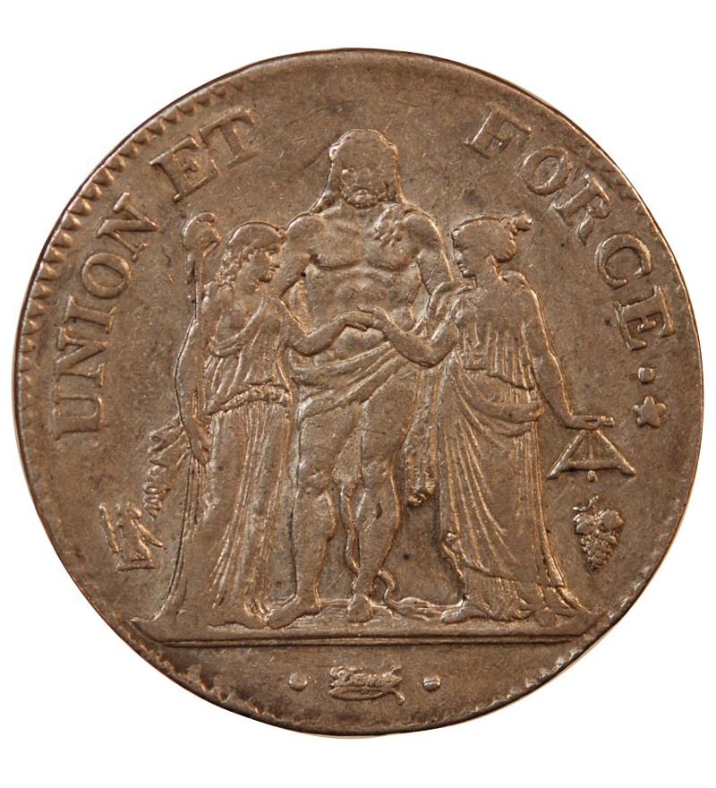 UNION et FORCE, DIRECTOIRE - 5 FRANCS AN 6/5 Q PERPIGNAN