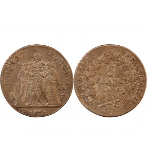 UNION et FORCE, DIRECTOIRE - 5 FRANCS AN 6/5 Q PERPIGNAN 2