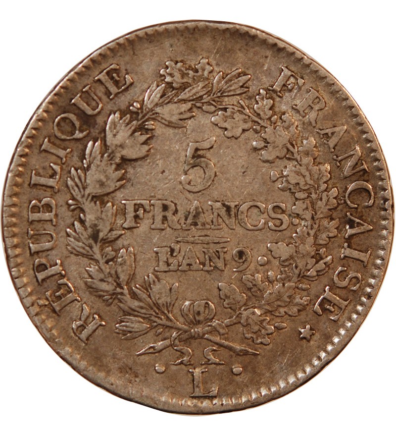 UNION et FORCE, DIRECTOIRE - 5 FRANCS AN 9 L BAYONNE