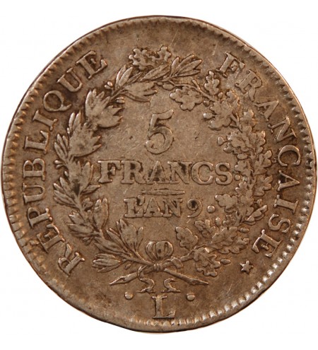 UNION et FORCE, DIRECTOIRE - 5 FRANCS AN 9 L BAYONNE