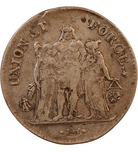 UNION et FORCE, DIRECTOIRE - 5 FRANCS AN 9 L BAYONNE