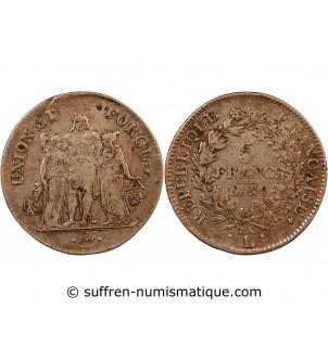 UNION et FORCE, DIRECTOIRE - 5 FRANCS AN 9 L BAYONNE
