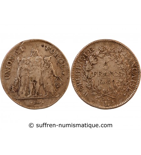 UNION et FORCE, DIRECTOIRE - 5 FRANCS AN 9 L BAYONNE