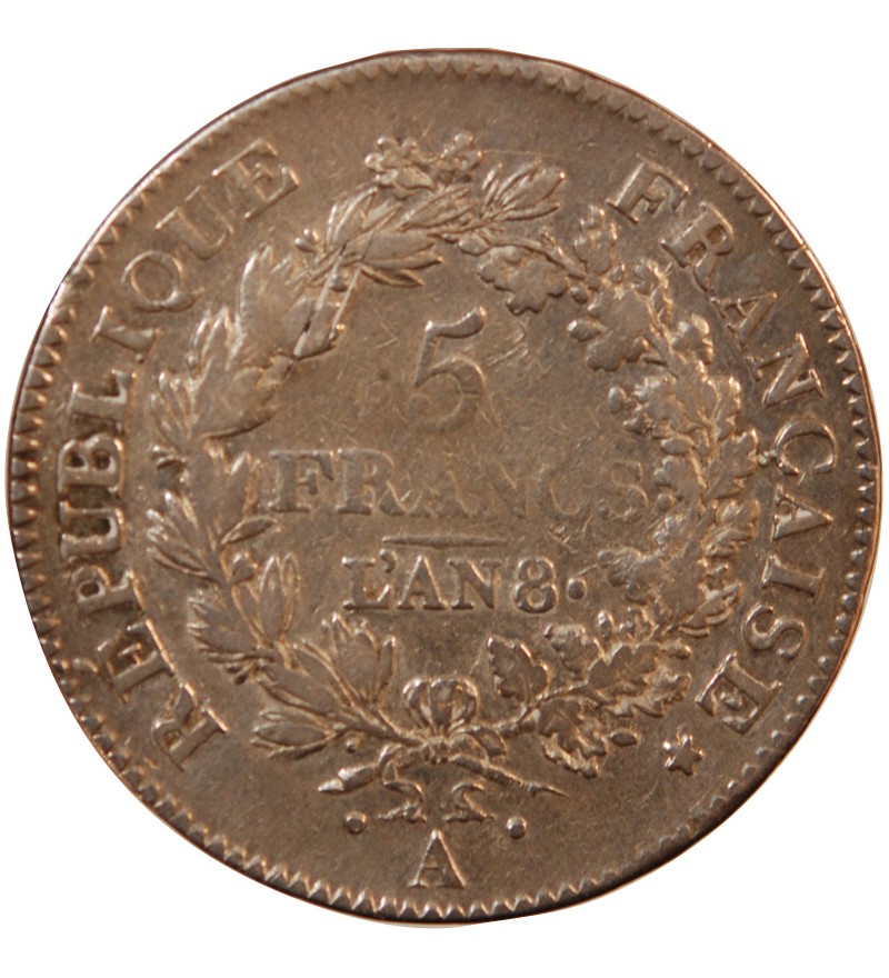 UNION et FORCE, DIRECTOIRE - 5 FRANCS AN 8 A PARIS