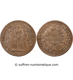 UNION et FORCE, DIRECTOIRE - 5 FRANCS AN 8 A PARIS