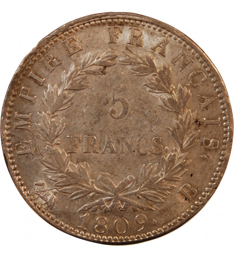NAPOLEON Ier﻿ - 5 FRANCS ARGENT 1809 B ROUEN
