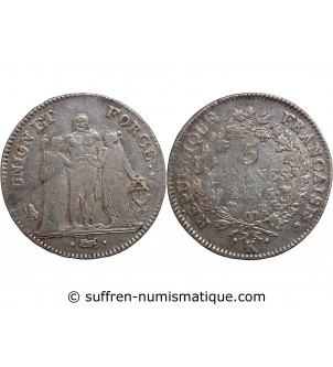 France Union & Force - 5 Francs Argent - L'An 6 K Bordeaux