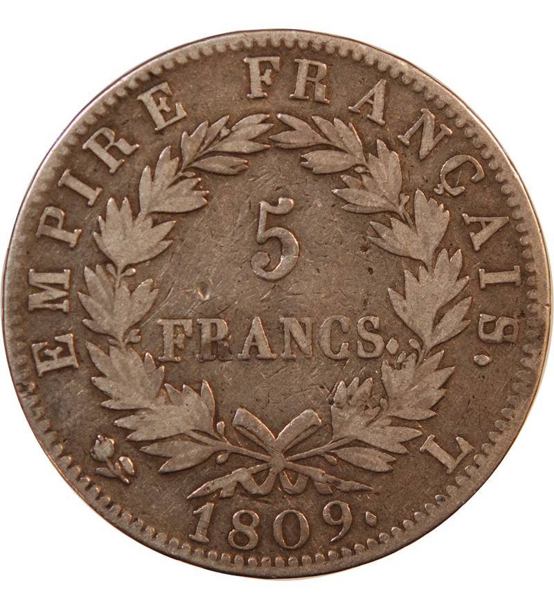 NAPOLEON Ier﻿ - 5 FRANCS ARGENT 1809 L BAYONNE
