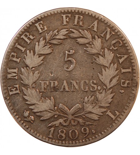 NAPOLEON Ier﻿ - 5 FRANCS ARGENT 1809 L BAYONNE