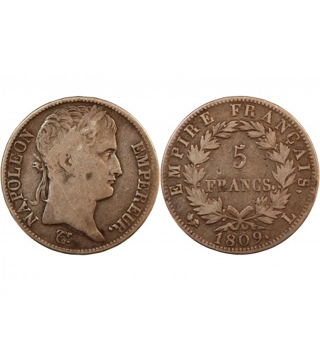 NAPOLEON Ier﻿ - 5 FRANCS ARGENT 1809 L BAYONNE