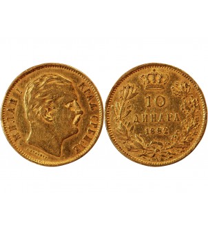 SERBIE, MILAN IV OBRENOVITCH , 10 DINARA OR, 1882, VIENNE 2