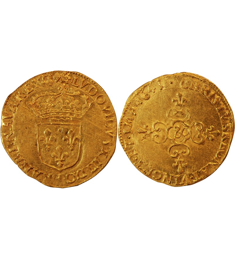 LOUIS XIII - ECU D'OR AU SOLEIL 1643 & AIX R5