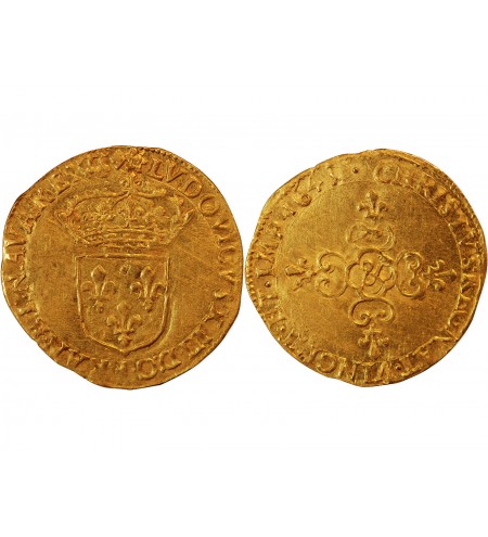 LOUIS XIII - ECU D'OR AU SOLEIL 1643 & AIX R5