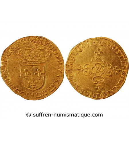 LOUIS XIII - ECU D'OR AU SOLEIL 1643 & AIX R5