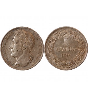 BELGIQUE, LEOPOLD Ier - 5 FRANCS ARGENT 1849 2