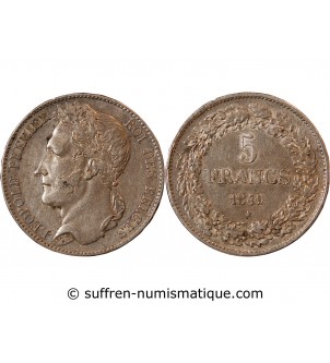BELGIQUE, LEOPOLD Ier - 5 FRANCS ARGENT 1849