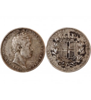 ITALIE, ROYAUME DE SARDAIGNE, CHARLES-ALBERT - 5 LIRE ARGENT 1840 P ANCRE GÊNES 2