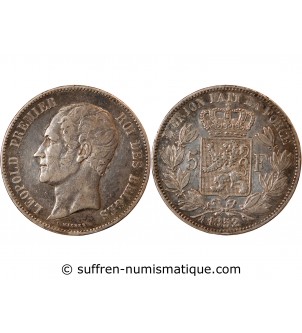BELGIQUE, LEOPOLD Ier - 5 FRANCS ARGENT 1852