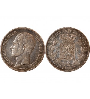 BELGIQUE, LEOPOLD Ier - 5 FRANCS ARGENT 1852 2