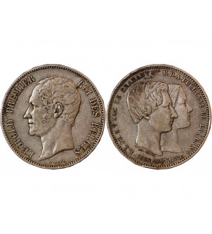 BELGIQUE, LEOPOLD Ier - 5 FRANCS ARGENT 1853 - MARIAGE DUC DE BRABANT 2