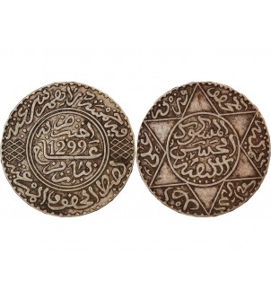 MAROC, HASSAN Ier - 5 DIRHAMS ARGENT 1299 (1882) PARIS 2