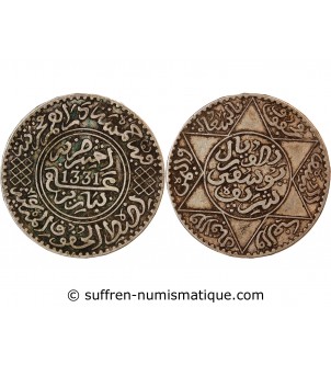 MAROC, YOUSSEF - 5 DIRHAMS ARGENT 1331 (1913)